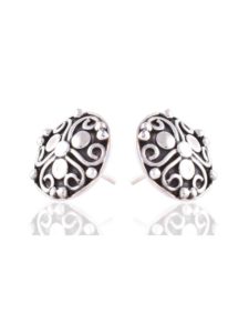 Black and Silver Shield Studs Silver Jewellery Stud Earrings