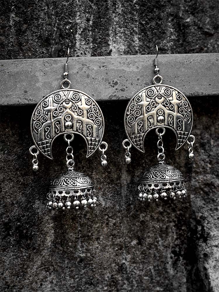 handmade oxidized silver earrings