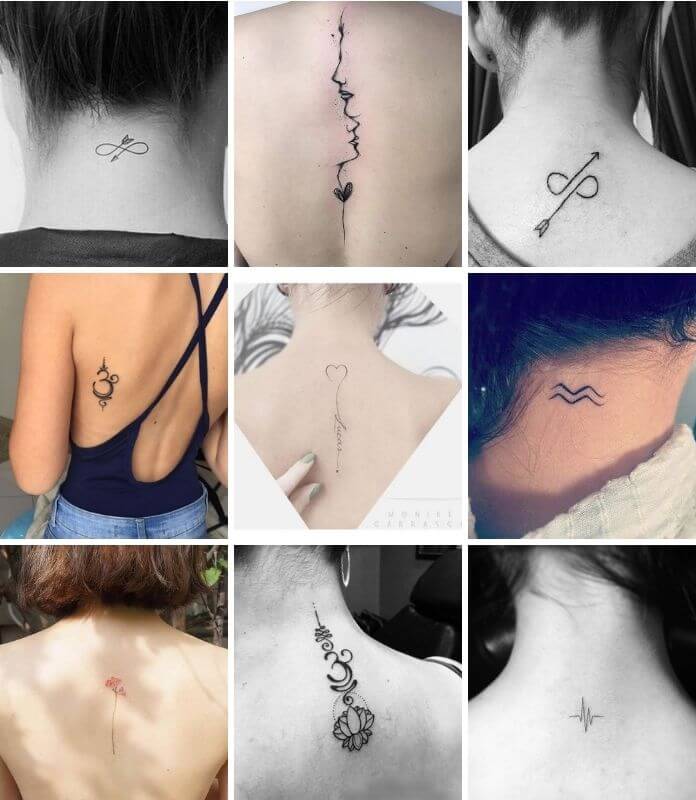 small tattoos for girls: back & neck tattoo designs