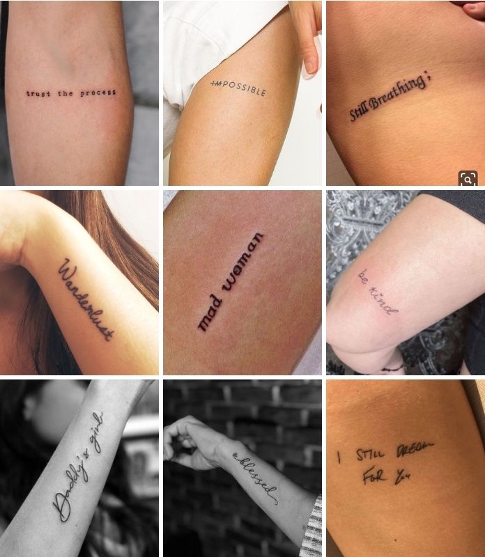 Small Tattoo For Girls: Writing Tattoos